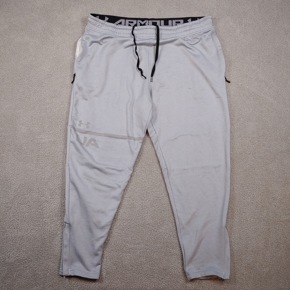 Under Armour Joggers - Mens XXL Grey ColdGear Tapered Ankle Zip Pants 1306447